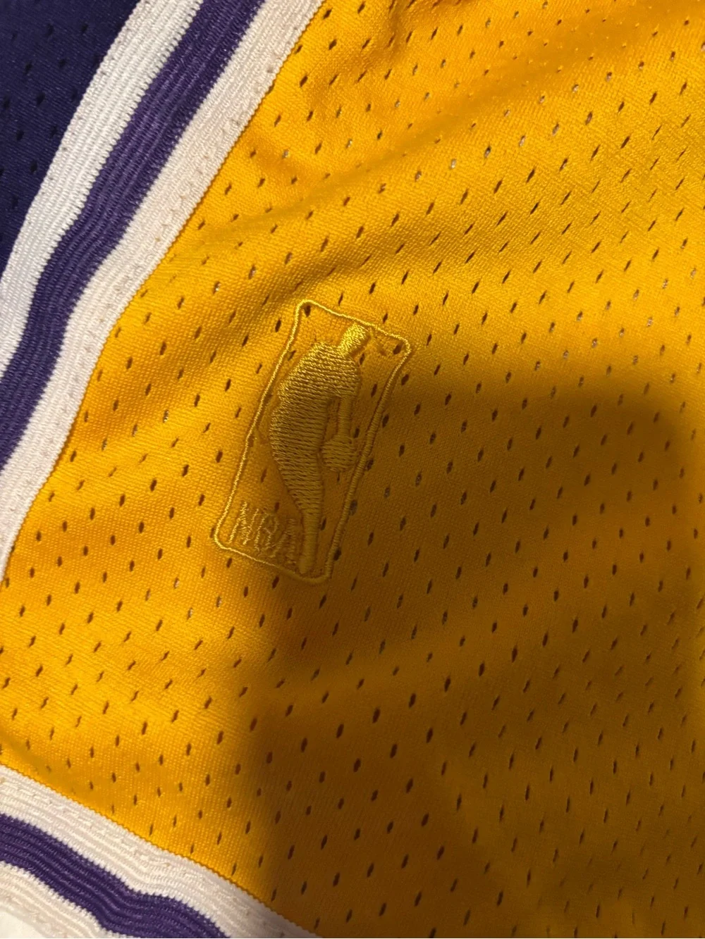 Just Don Gold and Purple Mesh Basketball Shorts